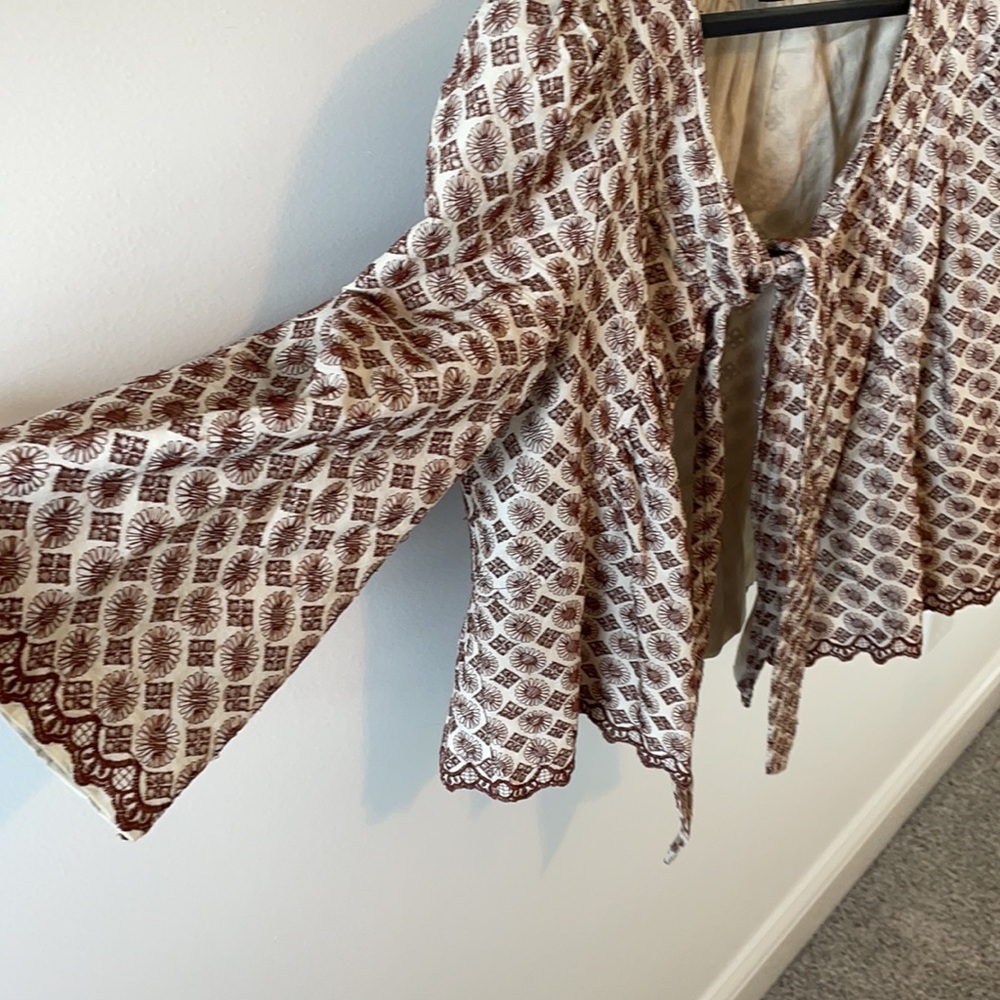 Anthropologie Brown and Cream Patterned Blazer